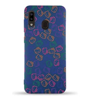 Samsung Galaxy A20 Uyumlu Lansman Kılıf Hello Kitty Tasarımlı İçi Kadife Kapak-Lacivert (Şeffaf)