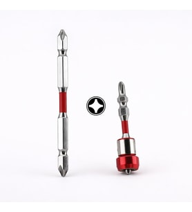 Mıknatıslı Çift Taraflı Yıldız Bits Uç Manyetik Halkalı S2 Çelik PH2 65 mm 100 mm 1/4"