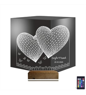 Luvivia Kalp Sevgiliye Hediye Kişiye Özel 3D Lamba - Masa Gece Lambası