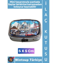 #Hediye Hediyelik Eşya Çok Şık İstanbul Temalı 2 Bölmeli Vitamin Tablet İlaç Saklama Kutusu 5 X 5 Cm