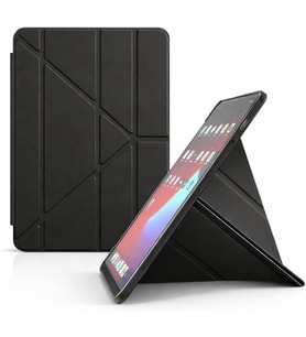 Galaxy Tab A11 Plus ile uyumlu Kılıf Kalem Koyma Bölmeli Stand Olan Uyku Modlu Suni Deri, Yarı transparan Silikon Arka Yüzey ergonomik yapılı, Attravtive Smart Cover Siyah