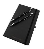 İsme Özel Lastikli Defter 2'li Tükenmez Versatil Kalem Seti (Siyah)