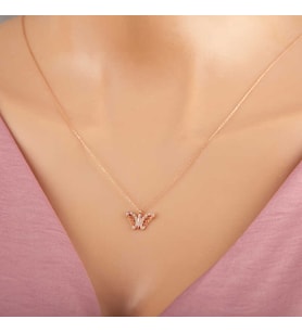 925 Ayar Gümüş Rose Kadın Gümüş Kolye