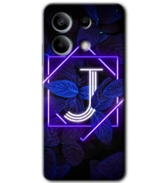 Xiaomi Redmi Note 13 Kılıf HD Desen Baskılı Kılıf - Dark Neon Yaprak J Harfi