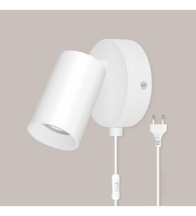RİOLİGHT MODERN BEYAZ HAREKETLİ BAŞLIK GÜN IŞIĞI FİŞLİ,KABLOLU,ANAHTARLI METAL SPOT(AMPÜL DAHİL)