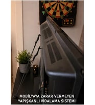 Lexroo Mobilyaya Yapışkanlı V Tipi LCD TV Askısı Sabitleme Çoçuk Evcil Hayvan Deprem Koruma