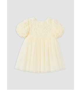 LCW Kids Ekru Çiçekli Kız Çocuk Tül Abiye Elbise