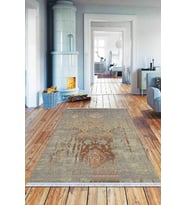 Toprak Modern Dokuma Pamuk Tabanlı Kaymaz Kilim KLM009