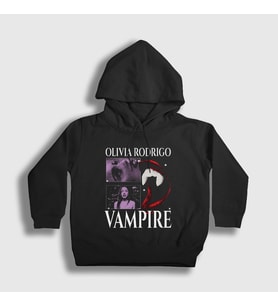 Presmono Unisex Çocuk Siyah Vampire Müzik Olivia Rodrigo Kapüşonlu Sweatshirt 499910tt