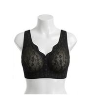 Siyah Dantel Ön Kaplamalı Sütyen - 4 Düğmeli Lace Model