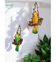 Goboticaret 2 Adet Dekoratif Sallanan Duvar ve Bahçe Süsü Kuş Biblo Farklı Renk Seçenekleri 13*9 cm (Yeşil-Sarı )