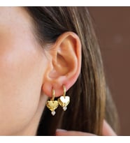 Kalp Göçmen Modeli Gold Gümüş Küpe