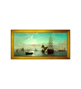Manzara Temalı Kanvas Tablo 50 x 70 cm Gold Çerçeve