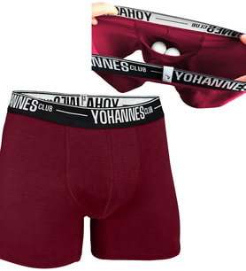 Yohannes Club, Erkek Özel Keseli Pamuklu Boxer, Renk Seçenekli, Tekli paket (Bordo)