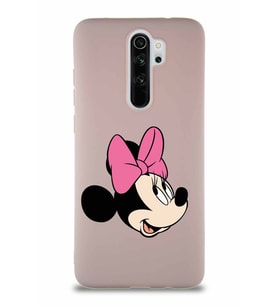 Xiaomi Redmi Note 8 Pro Soft Premier Kapak Minnie Mouse-A Tasarımlı Silikon Kılıf - Pudra (Şeffaf)