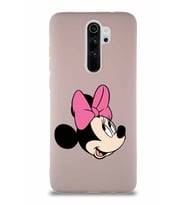 Xiaomi Redmi Note 8 Pro Soft Premier Kapak Minnie Mouse-A Tasarımlı Silikon Kılıf - Pudra (Şeffaf)