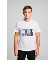 Erkek Bisiklet Yaka %100 Pamuk Belek Baskılı Kısa Kollu T-shirt