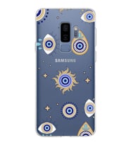 PrintiFy Samsung Galaxy S9 Plus ile Uyumlu 1mm Slim Fit Nazar Boncuğu 5 Baskılı Şeffaf  Kılıf