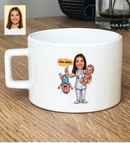 Kişiye Özel Karikatürlü Ebe Lüks Fincan Tıp Bayramı Hediyesi
