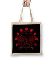 Death's Head Moth Blood Moon Alchemical Symbols Bez Çanta Uzun Saplı