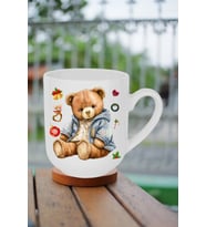 Yeni Yıl Oyuncak Ayı Teddy Bear Baskılı Lüx Kupa Bardak Porselen Çay Kahve Fincanı