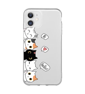 Iphone 11 Uyumlu Kedi Karakterler Tasarımlı Şeffaf Telefon Kılıfı