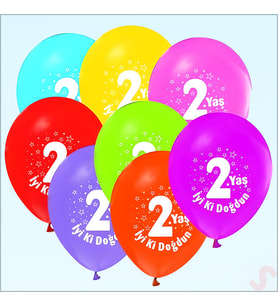 2.Yaş Doğum Günü Pastel Balon, 30cm x 6 Adet