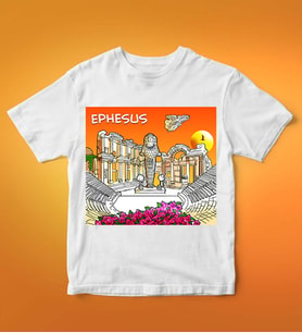 Efes Tasarımlı Tişört (Beyaz)