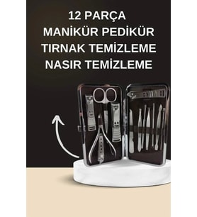 Elektrikli Manikür Pedikür Seti İkili Set 12 Parça Tırnak Bakımı Törpü Protez Çıkarma