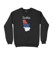 Sırbistan Haritalı ve Bayraklı Siyah Sweatshirt