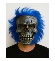 Mey İthalat® Wild Skull - Gümüş Kafatası Mavi Saçlı İskelet Maske