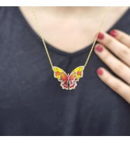Kelebek Çift Katlı 18K Altın Kaplama Kolye (Karışık)