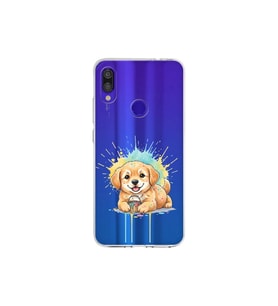 Redmi Note 7 Pro ile Uyumlu Splash Köpek Tasarımlı Şeffaf Silikon Kılıf