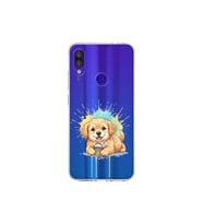 Redmi Note 7 Pro ile Uyumlu Splash Köpek Tasarımlı Şeffaf Silikon Kılıf