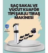 Profesyonel Erkek Tıraş Makinesi – Kablosuz, Paslanmaz Bıçaklı ve Tam Aksesuar