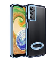 coverzone Samsung Galaxy A34 ile uyumlu K?l?f Kamera Korumal? Logo G�steren Parlak renk kenar �izgileri ile ??k bir tasar?m Colored Z-Omega Kapak (S?ERRA MAV?)