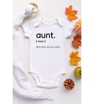 Unisex Bebek Beyaz Aunt Dictionary Kısa Kollu Çıtçıtlı Body Zıbın