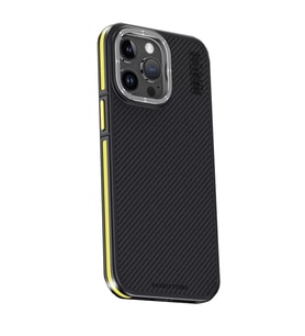 Iphone 15 Kılıf Aramid 600D Kevlar Karbon Fiber Magsafe Kapak - Sarı