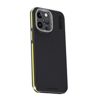 Iphone 15 Kılıf Aramid 600D Kevlar Karbon Fiber Magsafe Kapak - Sarı