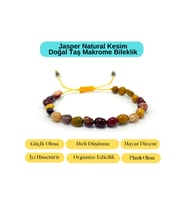 Sertifikalı Jasper Natural Kesim Makrome Doğal Taş Bileklik Ayarlanabilir Ölçü