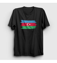Presmono Unisex Beyaz Bayrak Flag Azerbaycan Azerbaijan T-Shirt 536418tt (Siyah)