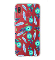 PrintiFy Samsung Galaxy A20 ile Uyumlu 1mm Slim Fit Nazar Boncuğu 3 Baskılı Şeffaf  Kılıf