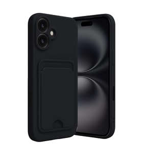 iPhone 16 Kılıf Kelvin Kartvizitli Silikon - Siyah