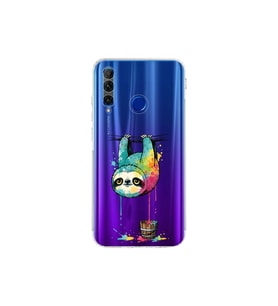 Honor 20 Lite ile Uyumlu Splash Tembel Hayvan Tasarımlı Şeffaf Silikon Kılıf