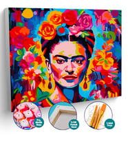 Sayılarla Boyama Çerçeveli Tuval Hobi Seti Fırça Boya Dahil Frida Kahlo