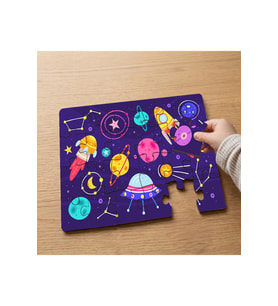 Space - Uzay - Galaksi Tasarımlı 24 Parça Ahşap Çocuk Puzzle MPK0322