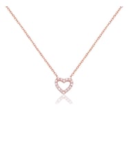EMILIANO JEWELLERY Zirkon Taşlı Pırlanta Montür Kalp Desenli Rose Altın Kaplama Gümüş Kolye