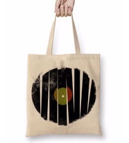 Retro Müzik Plak Bez Çanta Uzun Saplı
