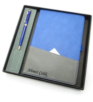Signator® Codex  N187 Kişiye Özel Defterli Set - İsme Özel Mavi Kalem + İsme Özel Mavi Defter  İsme Özel Kutusunda Hediyelik Set (Karışık)