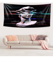 Heykel Kafası Desen Leke Tutmaz Kadife Dokulu Kumaş Duvar Örtüsü Duvar Halısı Tapestry (Gri)